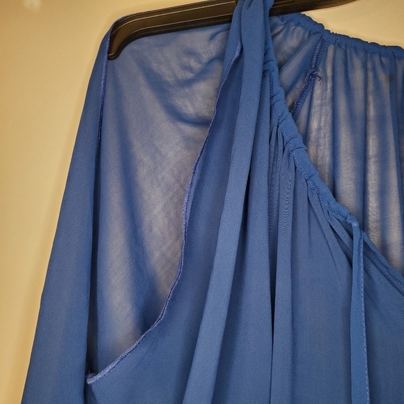 Navy Blue Cutout COLD SHOULDER Blouse- APT. 9- WOMENS SIZE LARGE - Picture 13 of 13